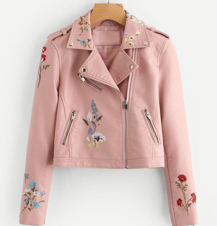 Women pink leather jacket by TF Role Fashion